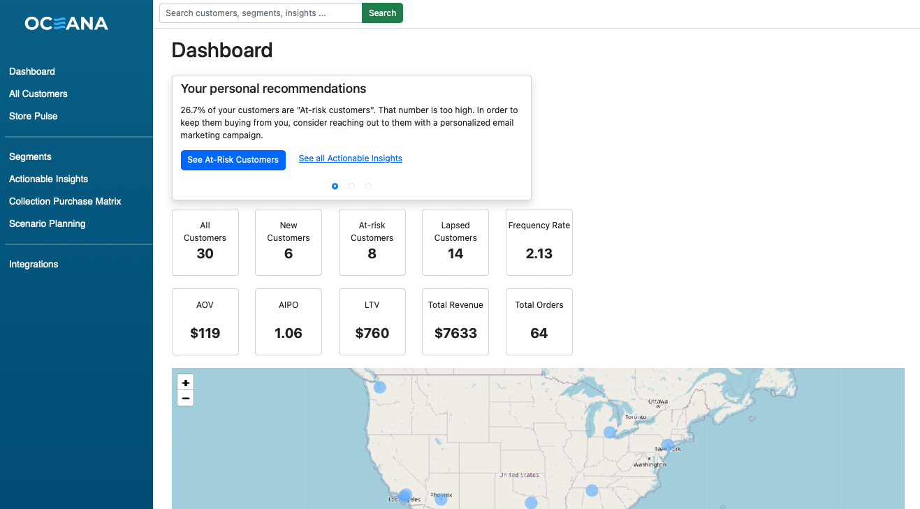 OceanaCDP Dashboard Screenshot